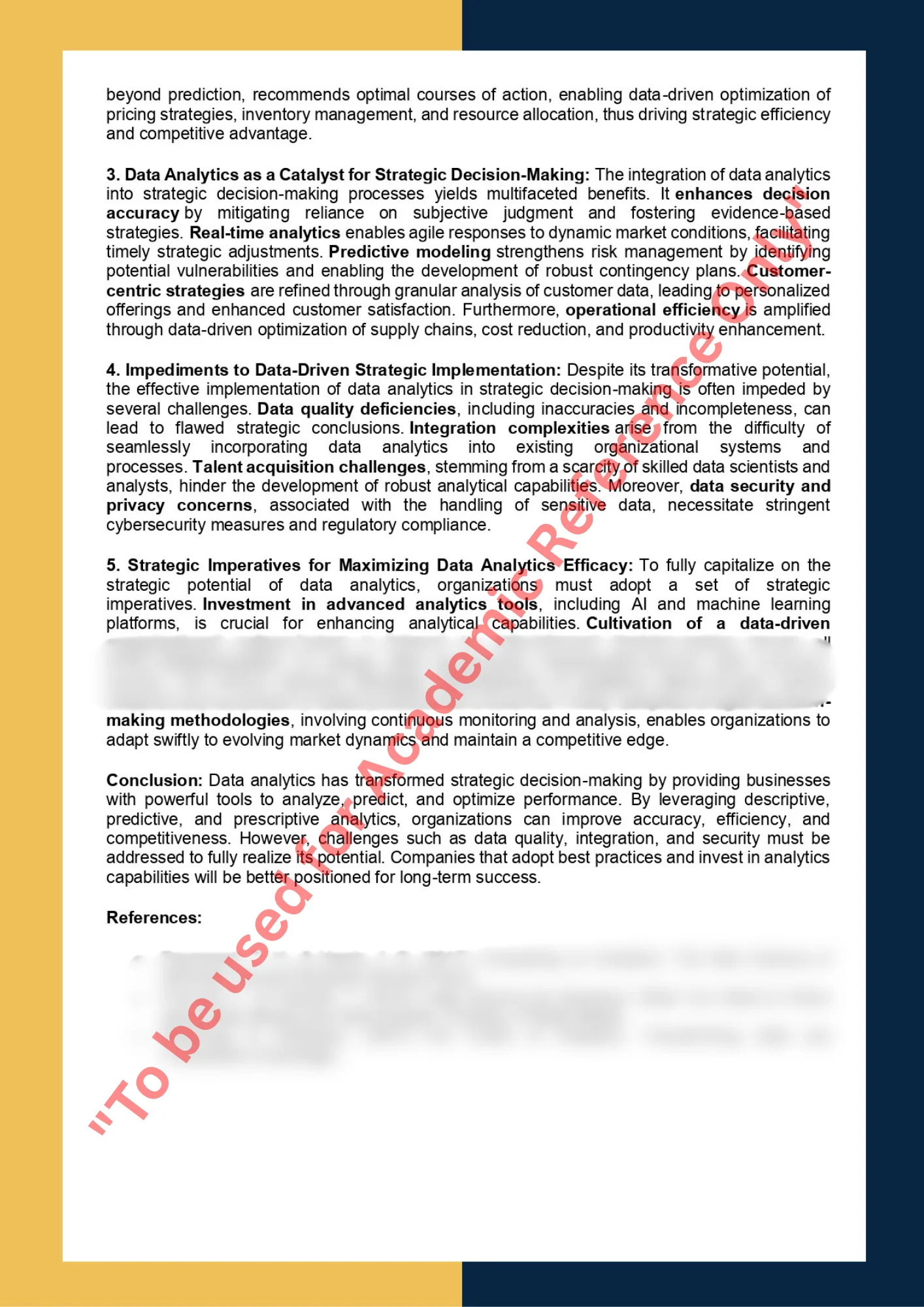 Case Study sample solution on Topics - The Role of Data Analytics in Strategic Decision-Making 1